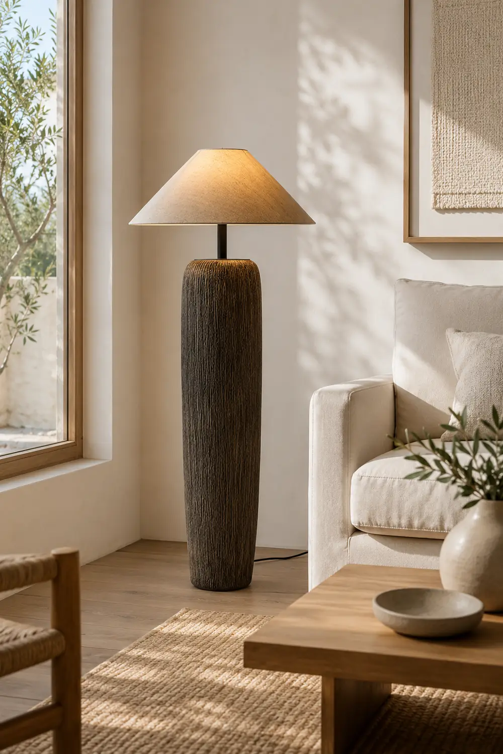 Salgado Retro Cone Ceramic Fabric Floor Lamp - Lumpaz