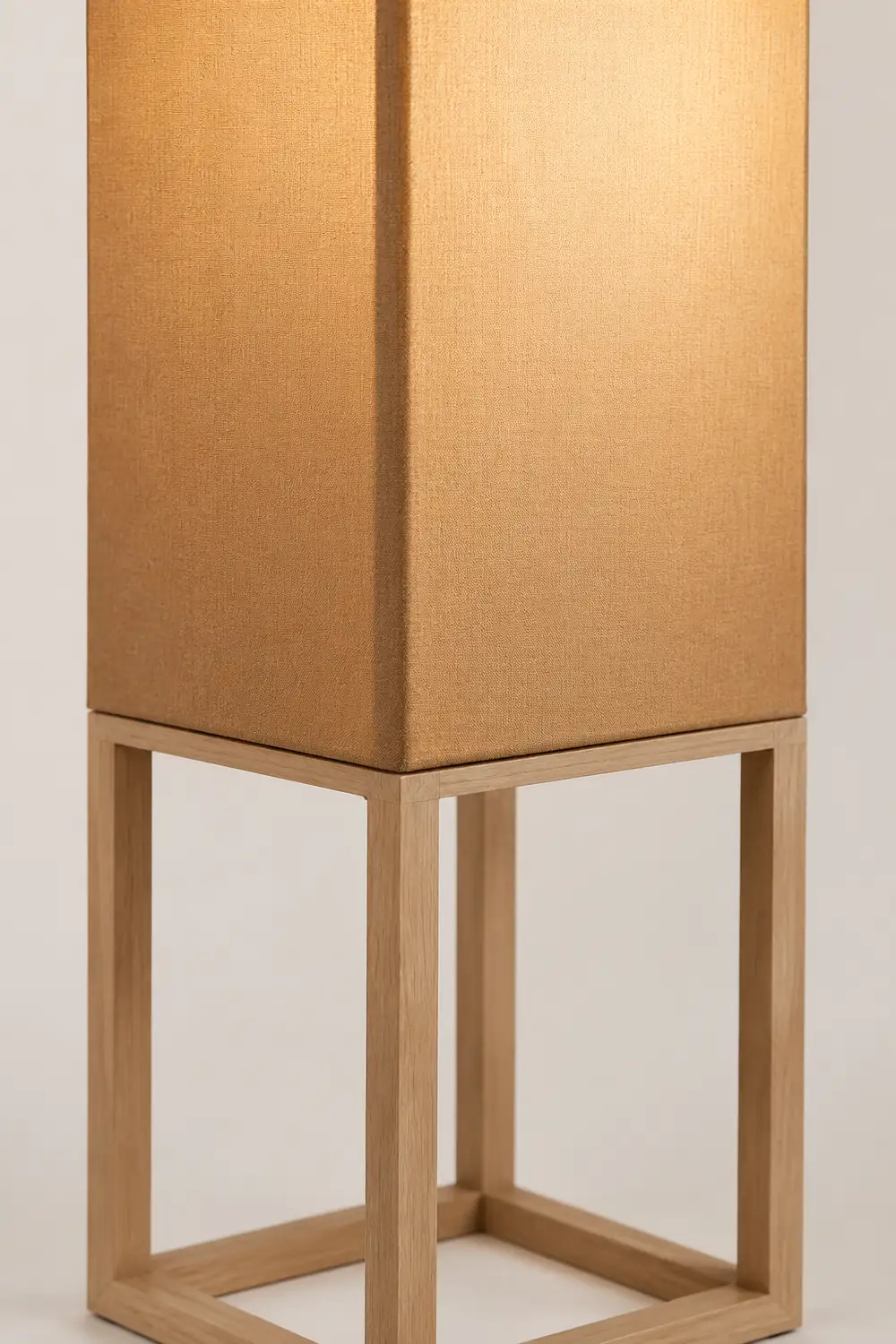 Ozawa Retro Rectangular Floor Lamp, Wood & Fabric, Bedroom - Lumpaz