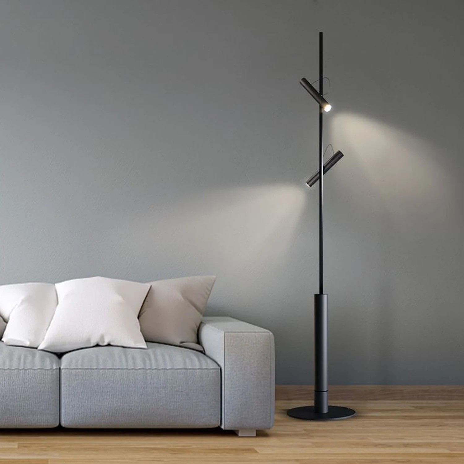 Freja Modern Linear double head Metal Silica Gel Floor Lamp - Lumpaz