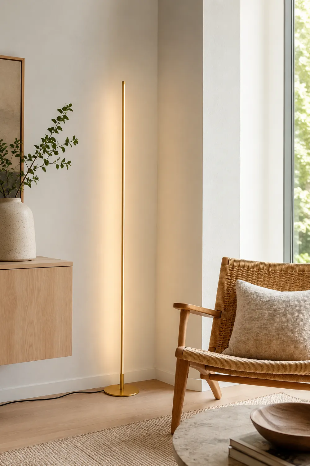 Edge Modern Minimalist Linear Floor Lamp, Metal/Silica Gel, Living Room - Lumpaz