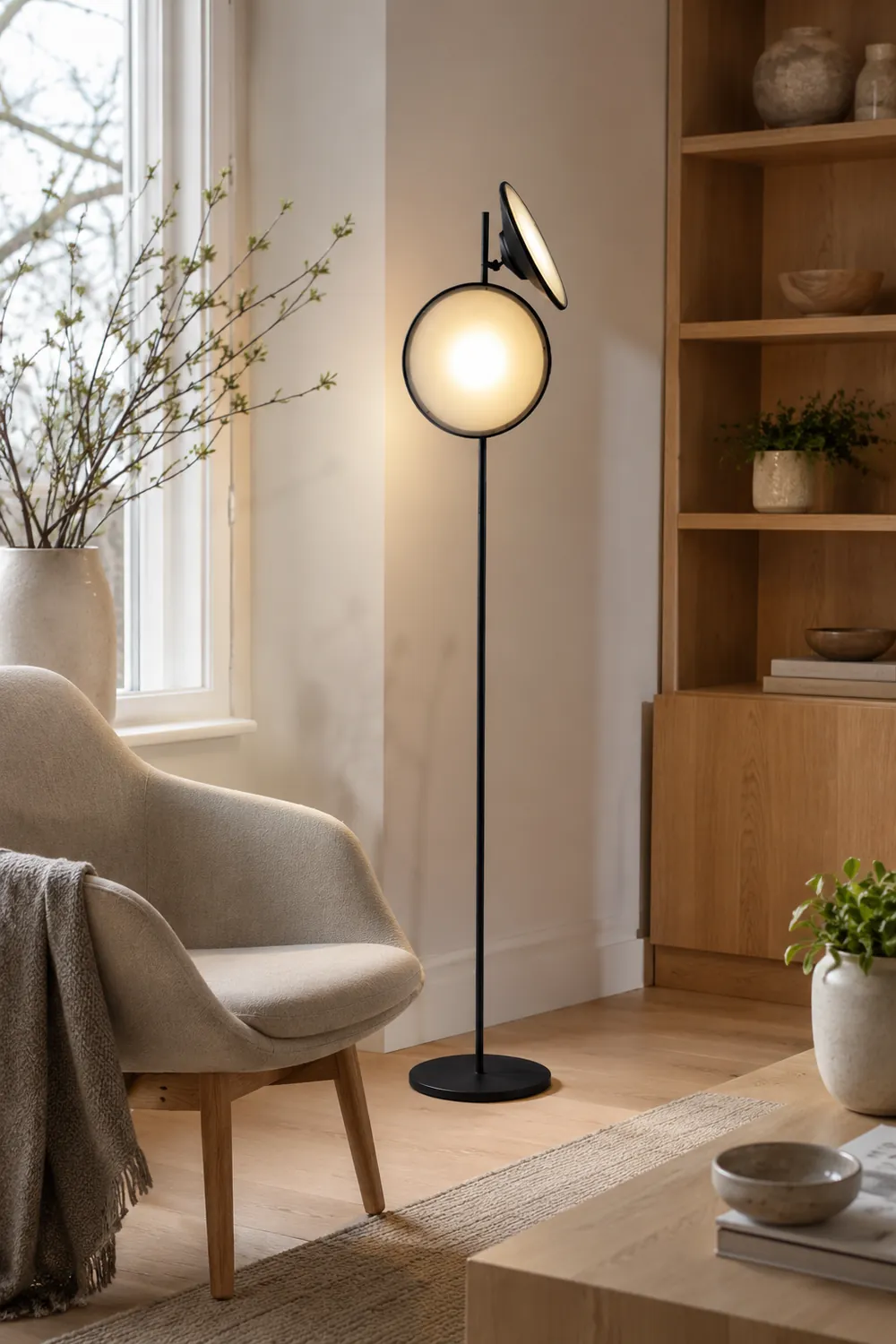 Salgado Trumpet Floor Lamp, Metal, Black, Living Room/Bedroom - Lumpaz