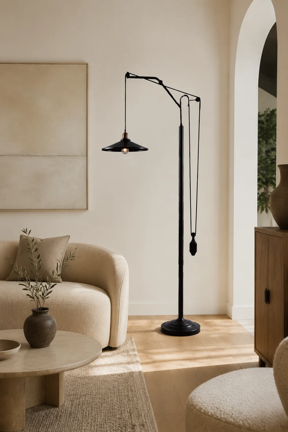Alessio Modern Flared Shade Metal Floor Lamp, Black - Lumpaz