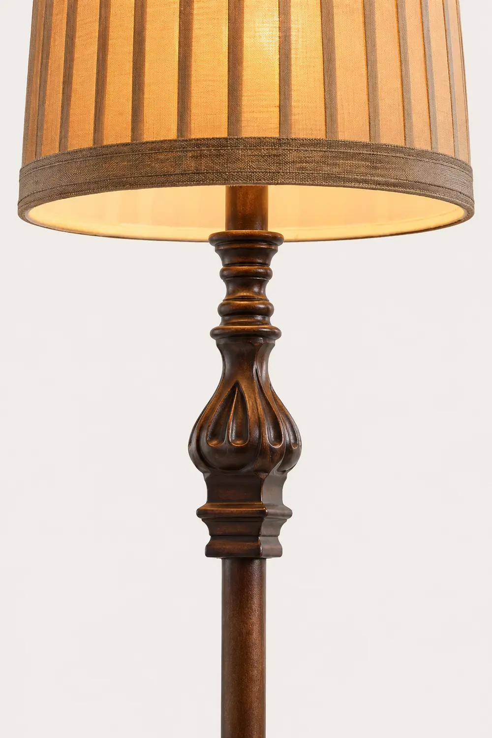 Eryn Vintage Resin/Fabric Standing Floor Lamp, Brown - Lumpaz
