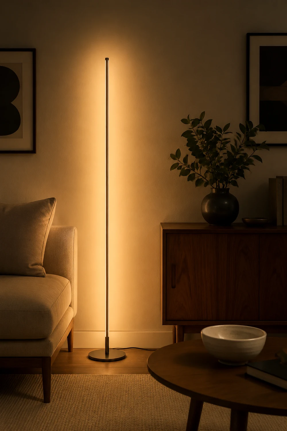 Edge Modern Minimalist Linear Floor Lamp, Metal/Silica Gel, Living Room - Lumpaz