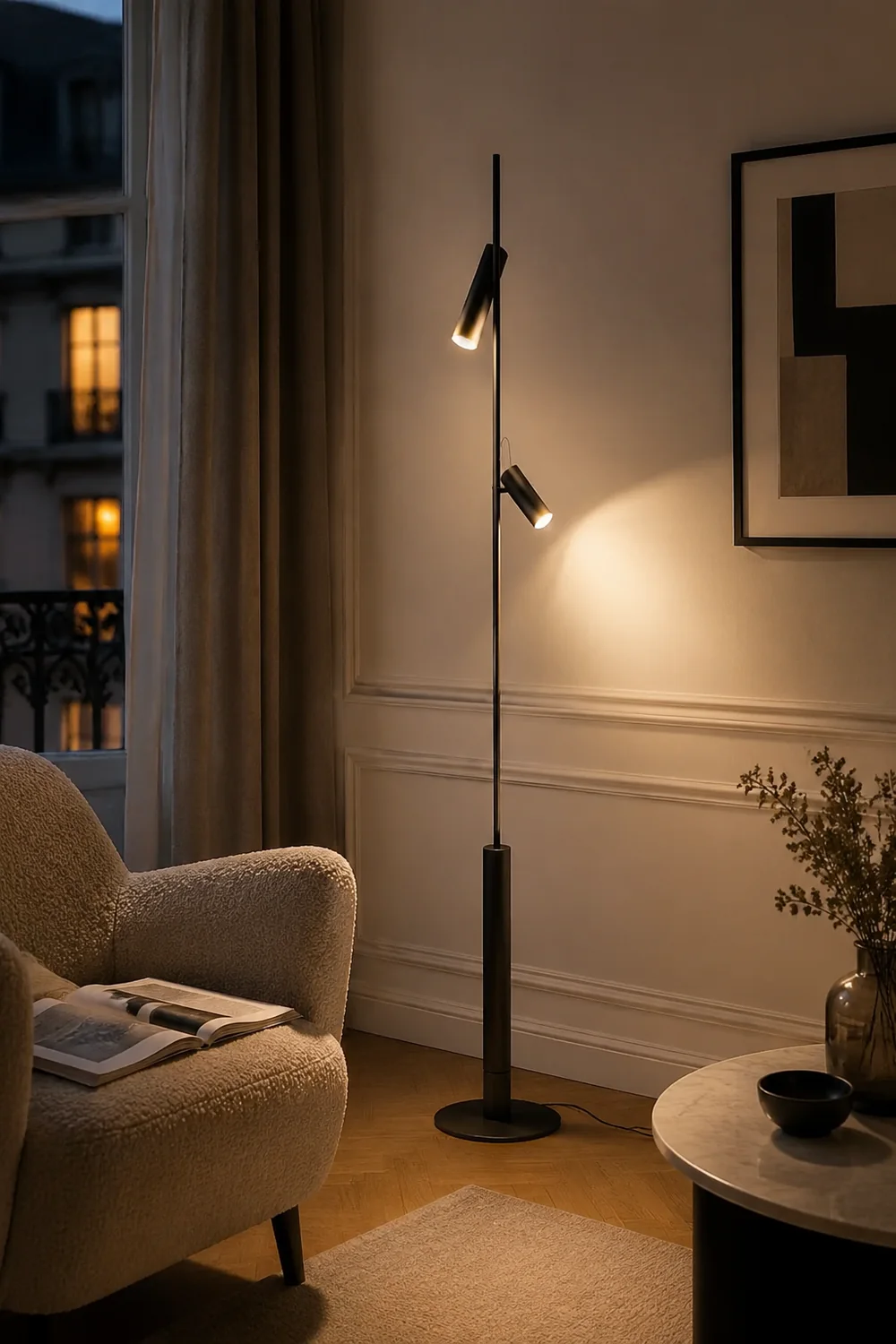 Freja Modern Linear double head Metal Silica Gel Floor Lamp - Lumpaz