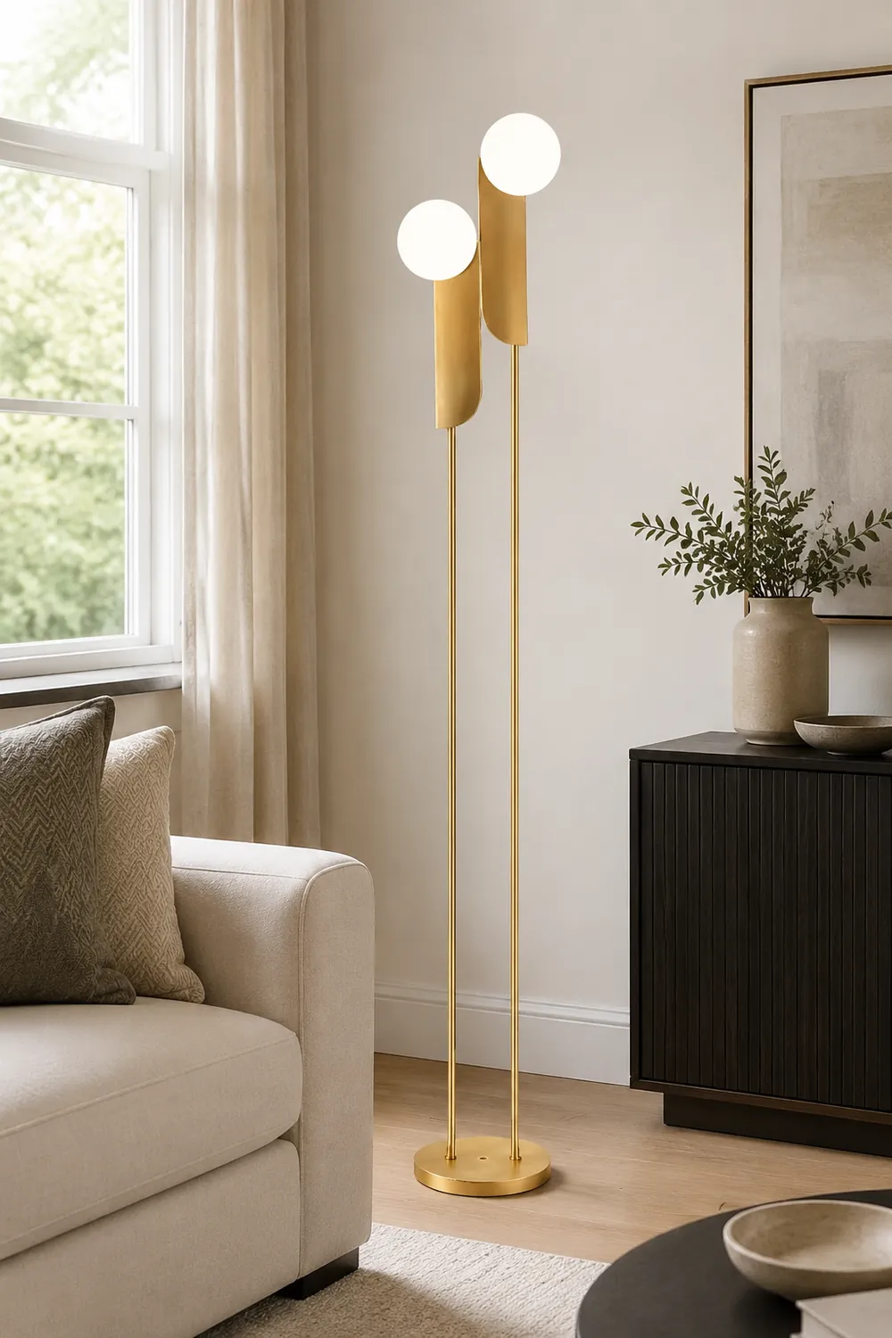 Salgado Minimalist Gold Floor Lamp, Metal, Living room - Lumpaz