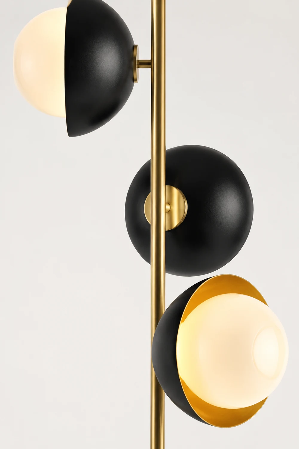 Salgado Black & Gold Semicircle Floor Lamp, 3 Heads, Metal, 53" - Lumpaz