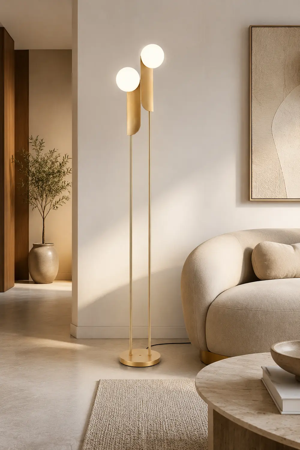 Salgado Minimalist Gold Floor Lamp, Metal, Living room - Lumpaz
