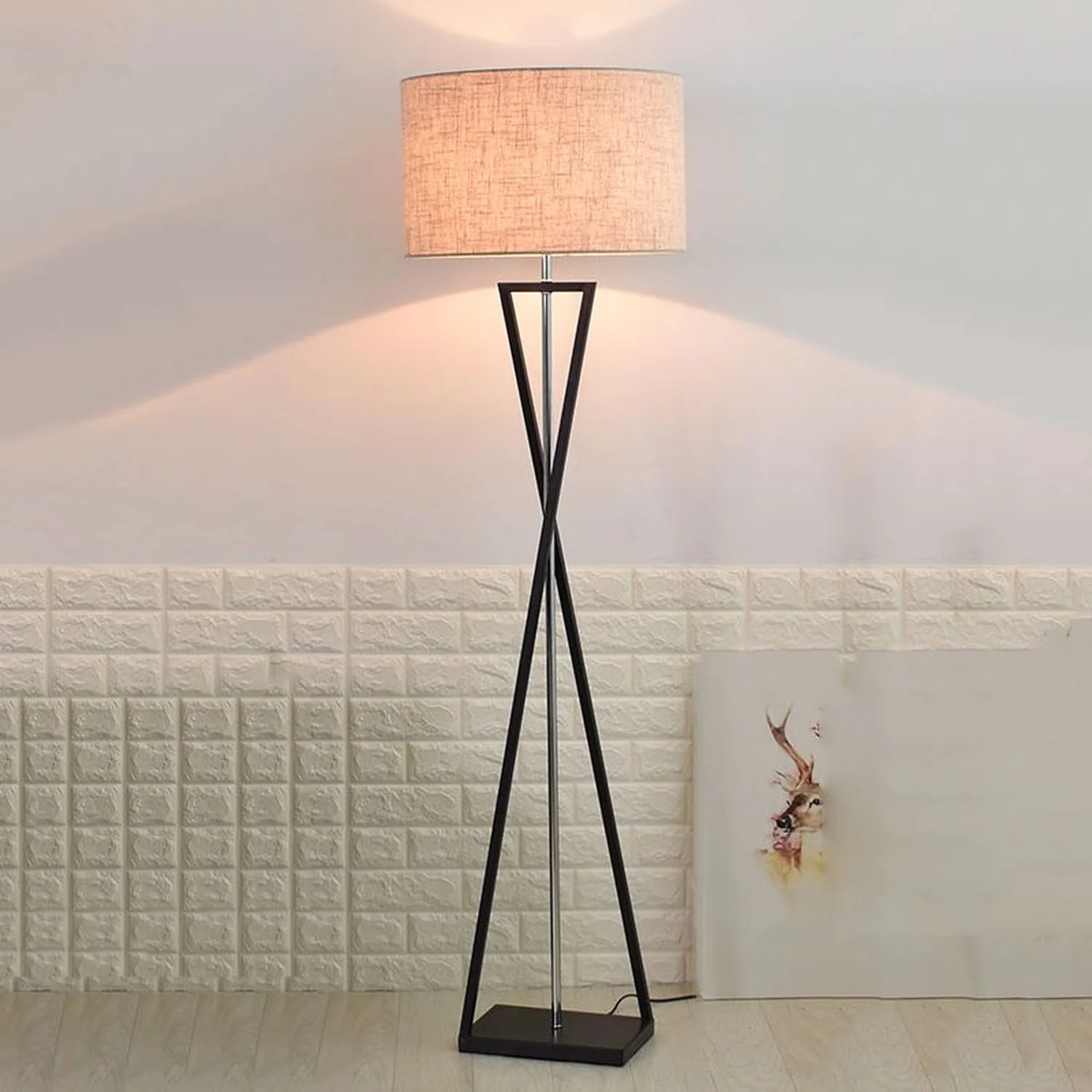 Eryn Retro Cylinder Tripod Metal  Fabric Multi Color Floor Lamp - Lumpaz