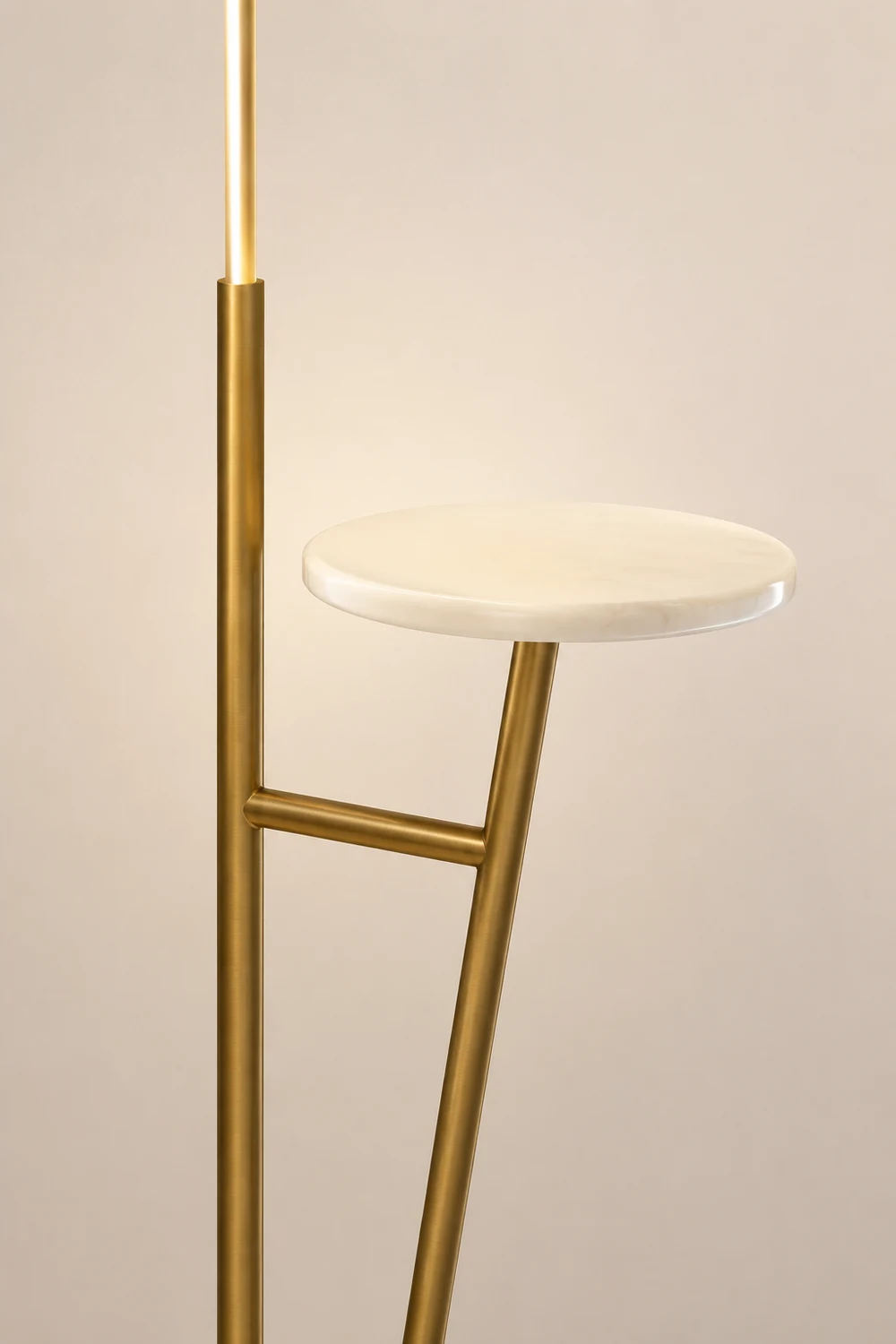 Edge Linear Floor Lamp With Table, Metal, Black/White/Gold - Lumpaz