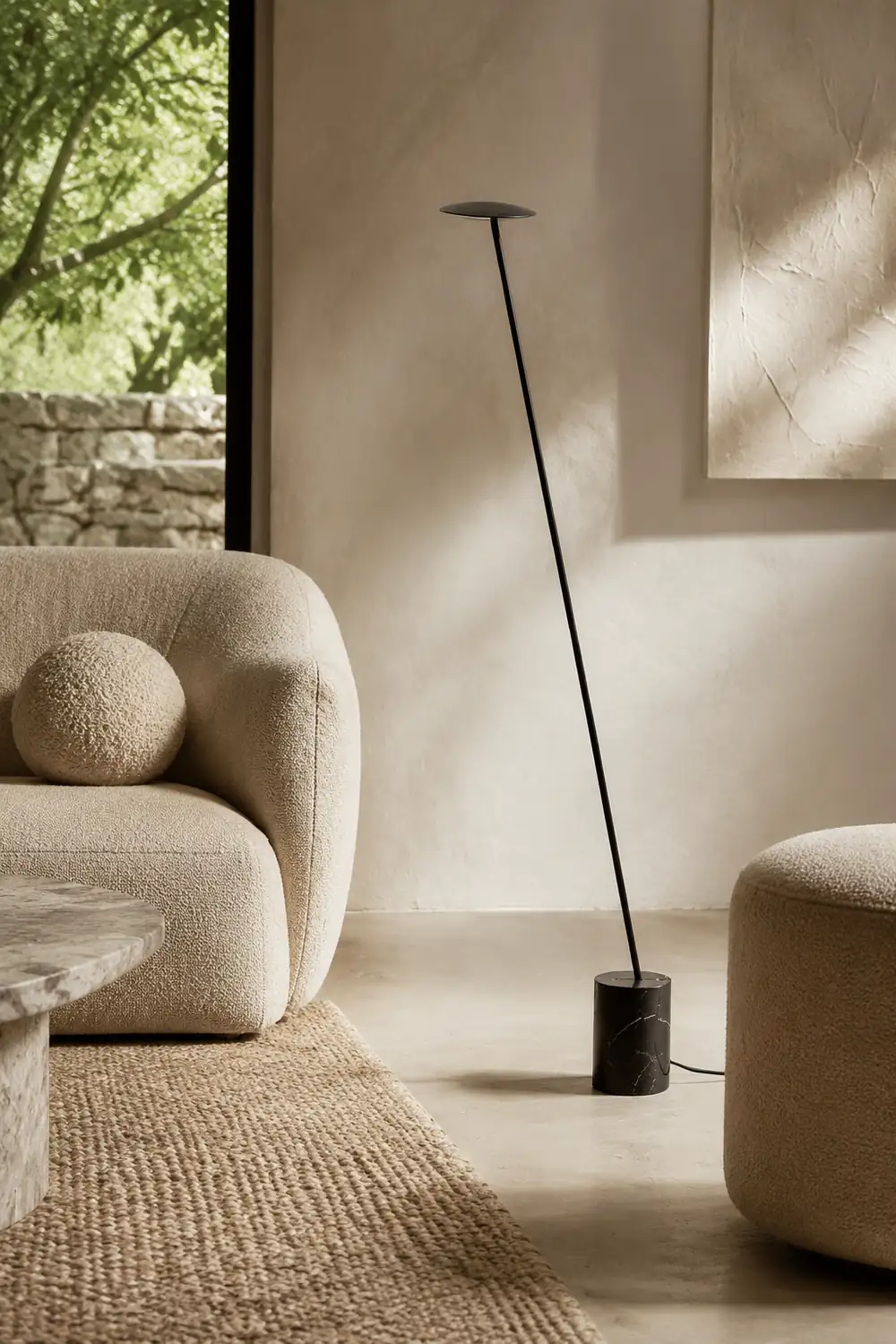Valentina Nordic LED Floor Lamp, Black&White, Metal&Marble - Lumpaz
