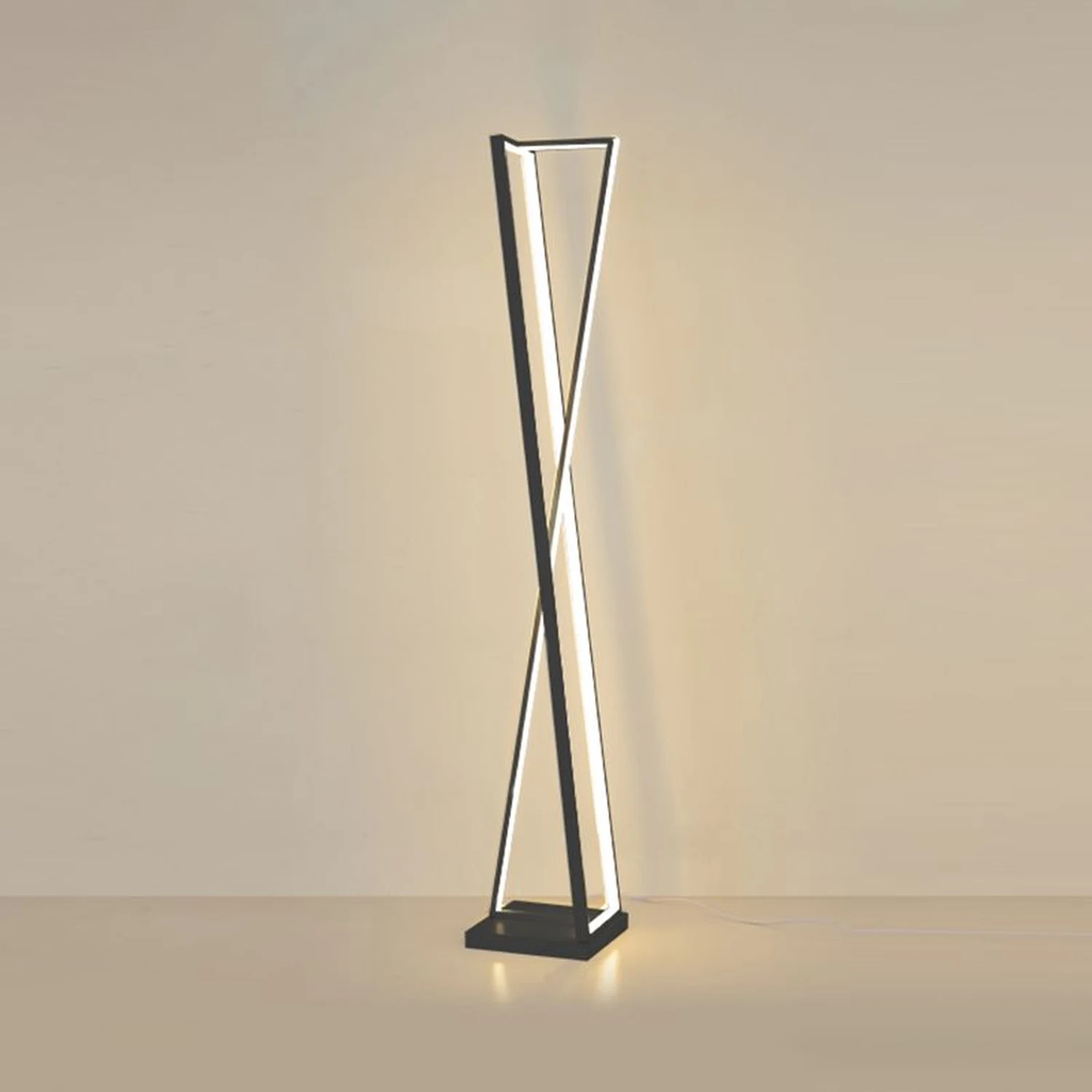 Edge Linear Triangle Floor Lamp, Metal, Black/White - Lumpaz