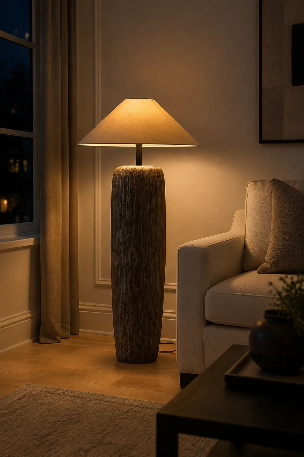 Salgado Retro Cone Ceramic Fabric Floor Lamp - Lumpaz