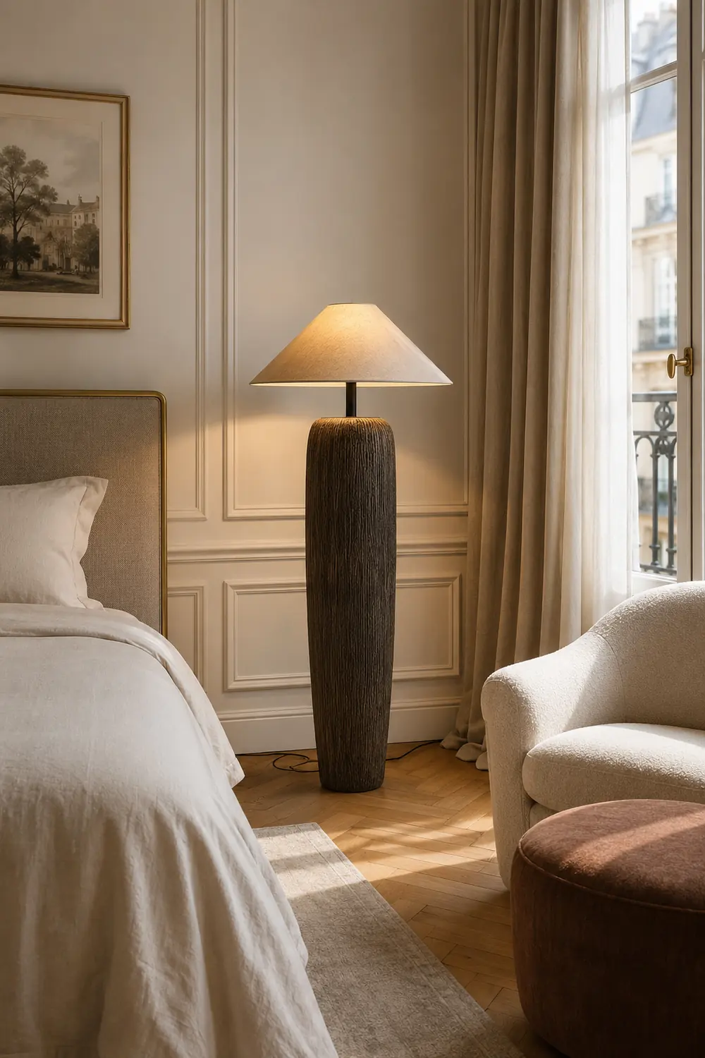 Salgado Retro Cone Ceramic Fabric Floor Lamp - Lumpaz