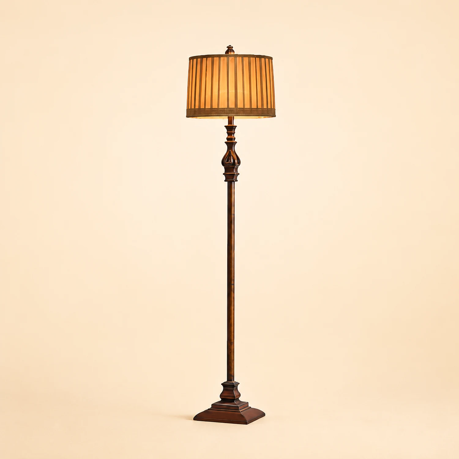 Eryn Vintage Resin/Fabric Standing Floor Lamp, Brown - Lumpaz