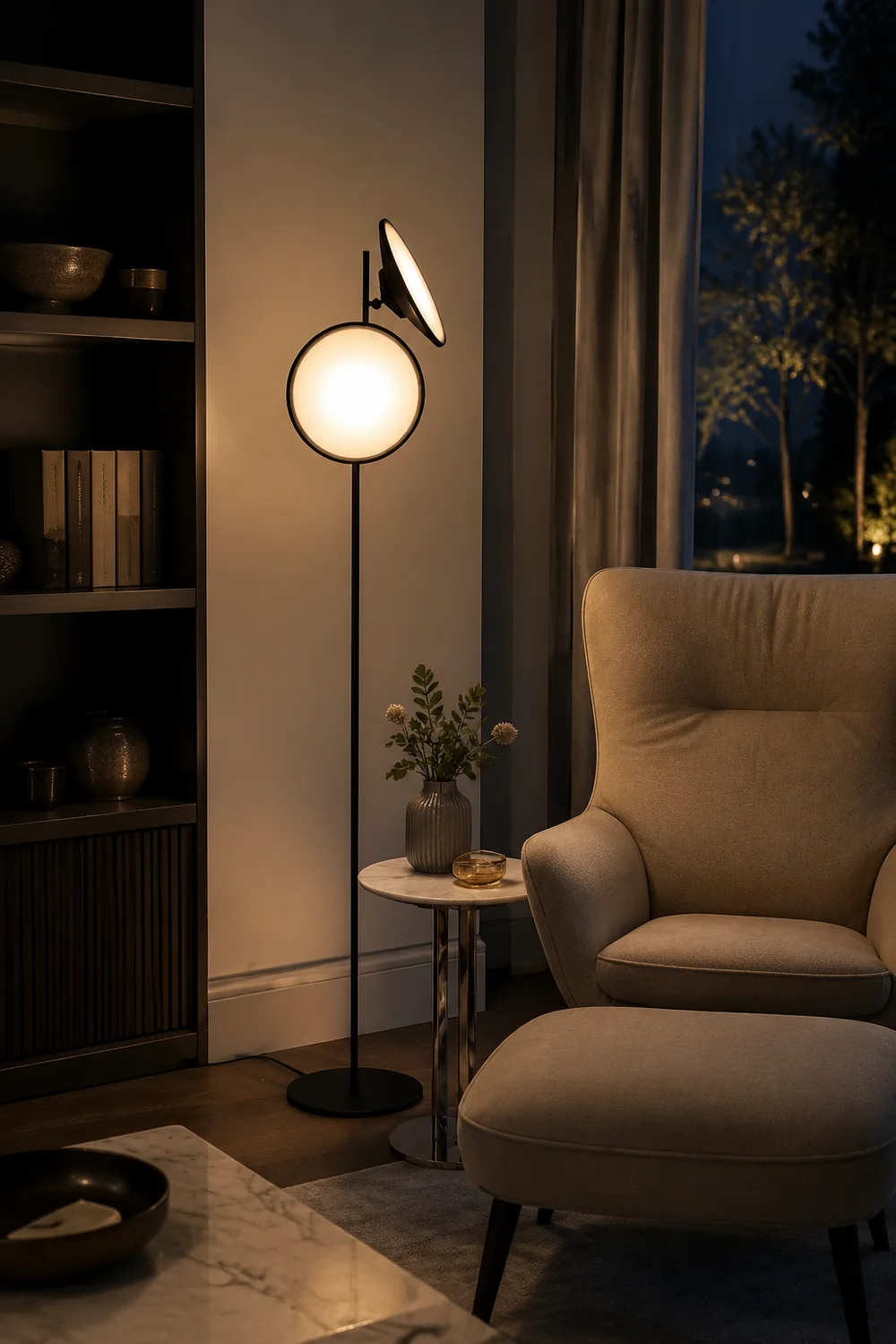 Salgado Trumpet Floor Lamp, Metal, Black, Living Room/Bedroom - Lumpaz
