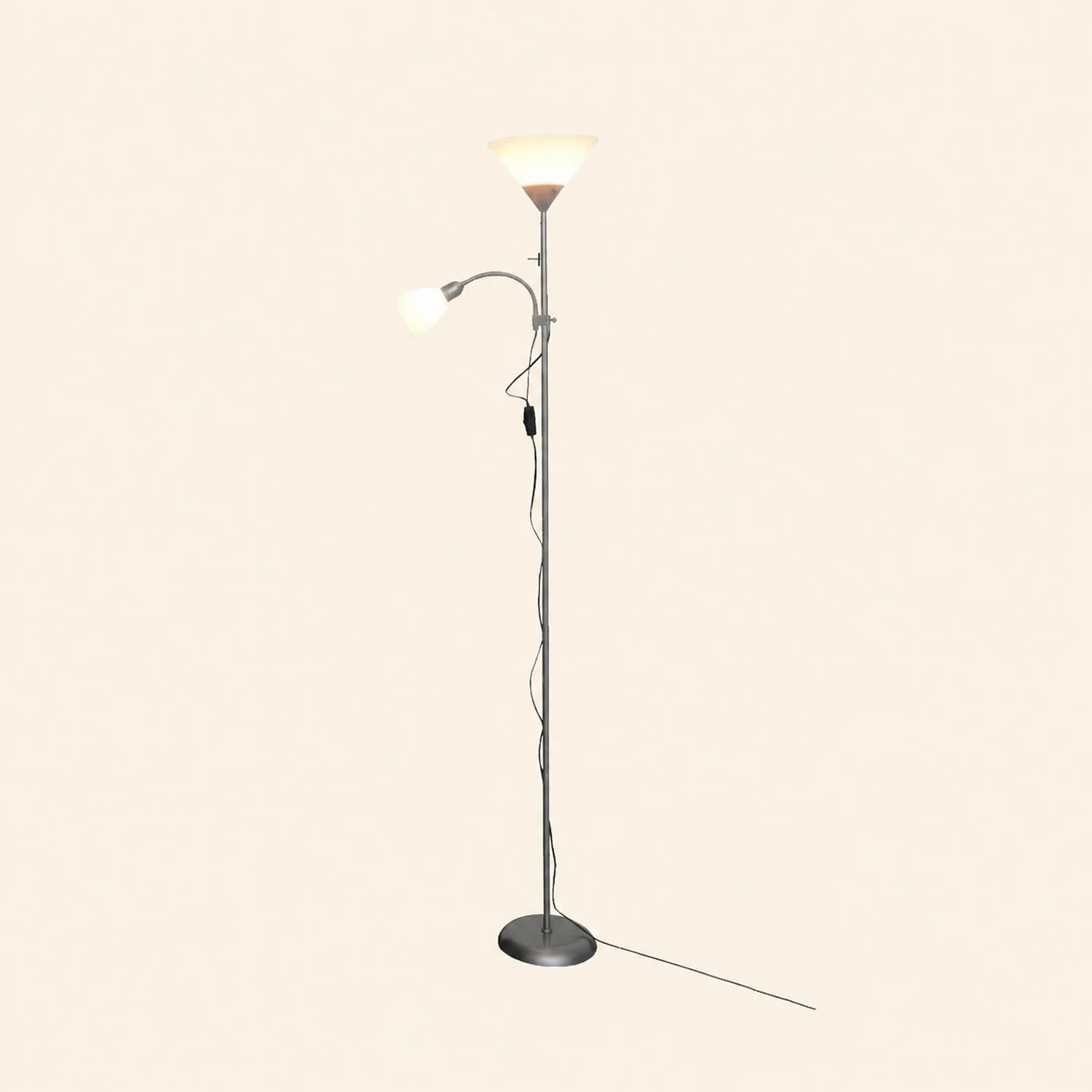 Eryn Modern Double Head Metal Acrylic Floor Lamp, Silver - Lumpaz