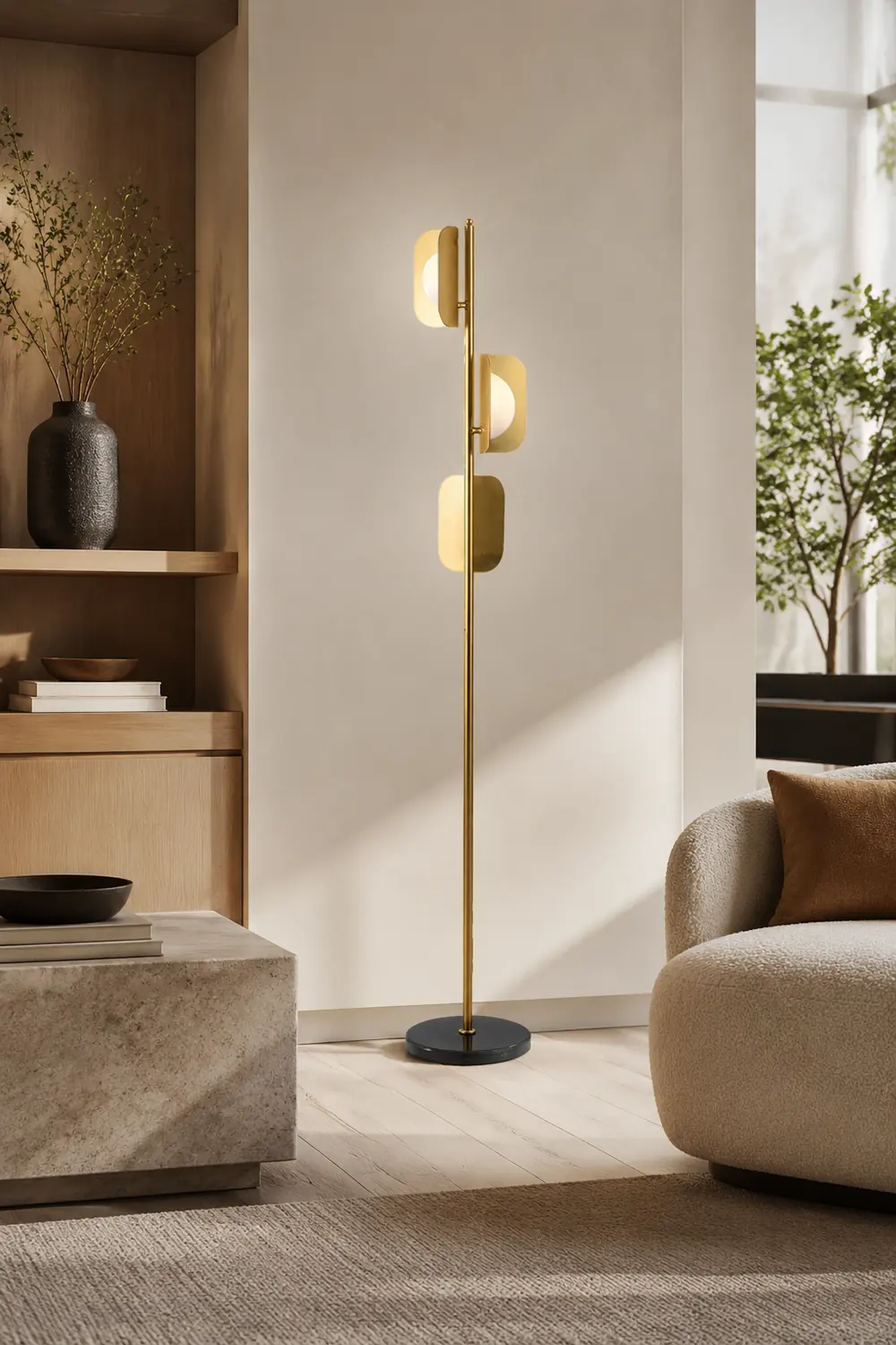 Salgado Simple Gold Floor Lamp, Metal, Living room - Lumpaz