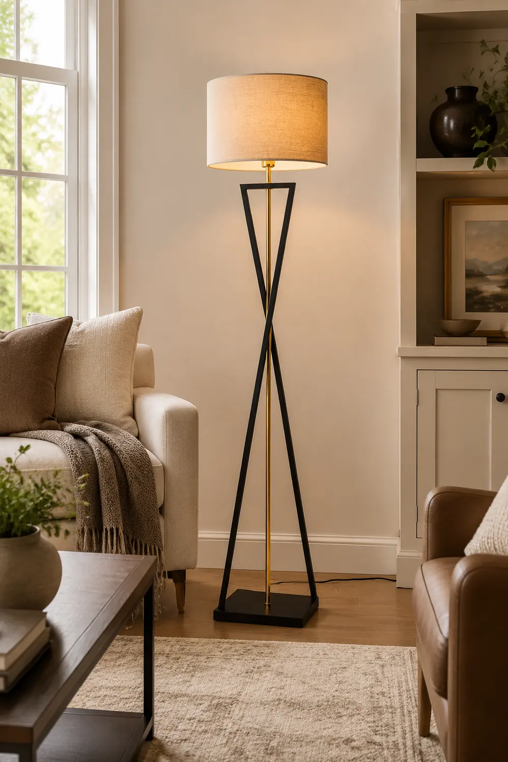 Eryn Retro Cylinder Tripod Metal  Fabric Multi Color Floor Lamp - Lumpaz
