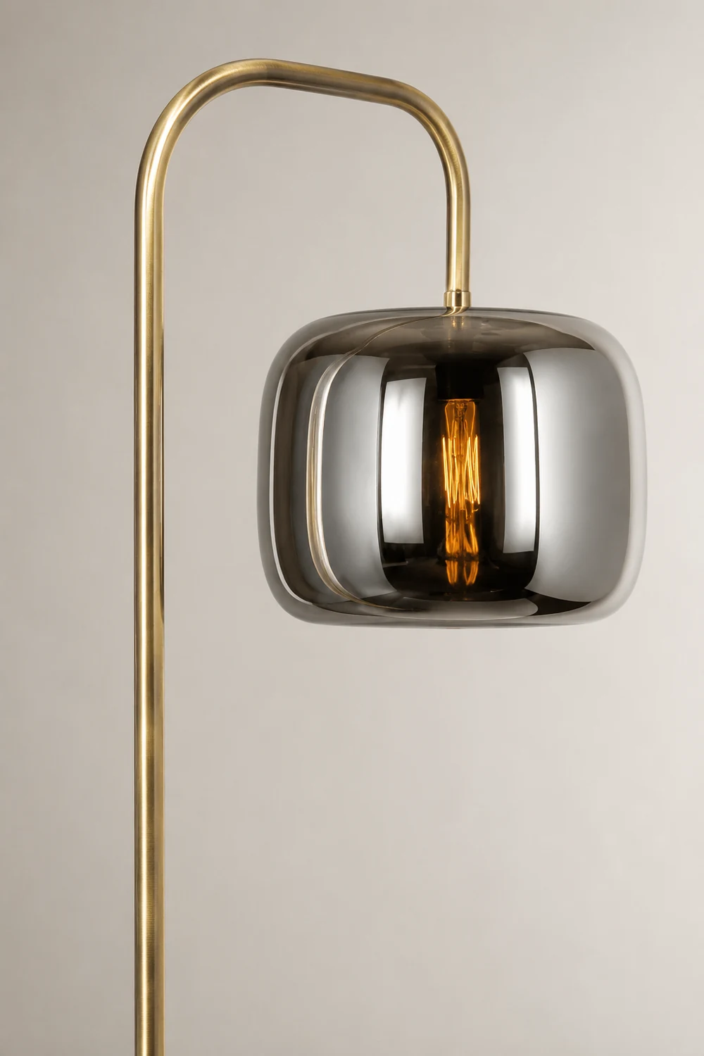 Hailie Minimalist Modern Arc Smoky Gray Metal/Glass Floor Lamp - Lumpaz