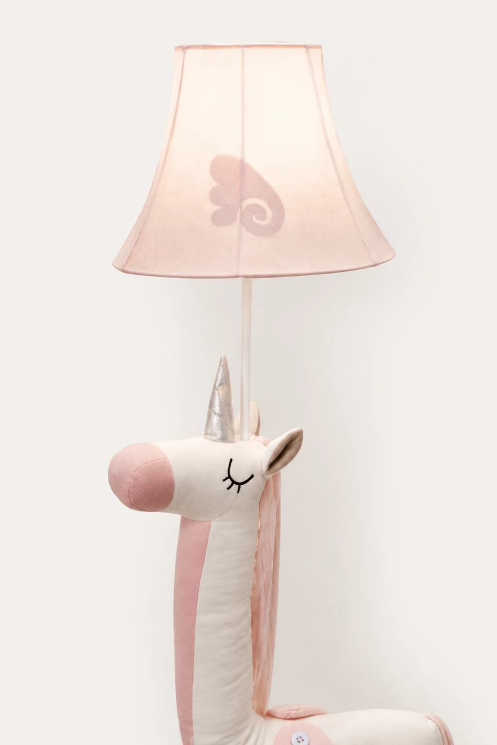 Minori Pink Plush Unicorn Animal Floor Lamp, Metal - Lumpaz