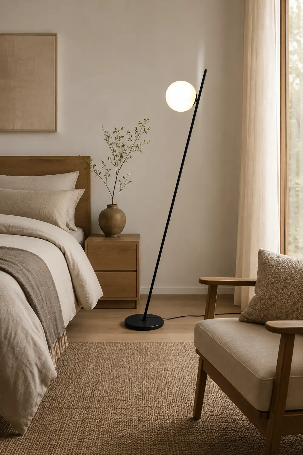Valentina Minimalistic Black Orb Linear Floor Lamp, Living room - Lumpaz