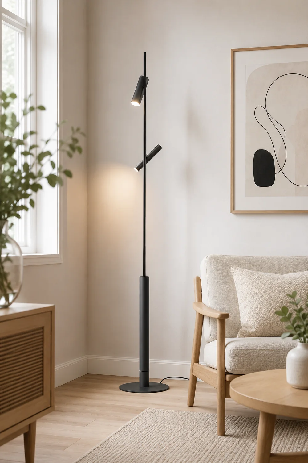 Freja Modern Linear double head Metal Silica Gel Floor Lamp - Lumpaz