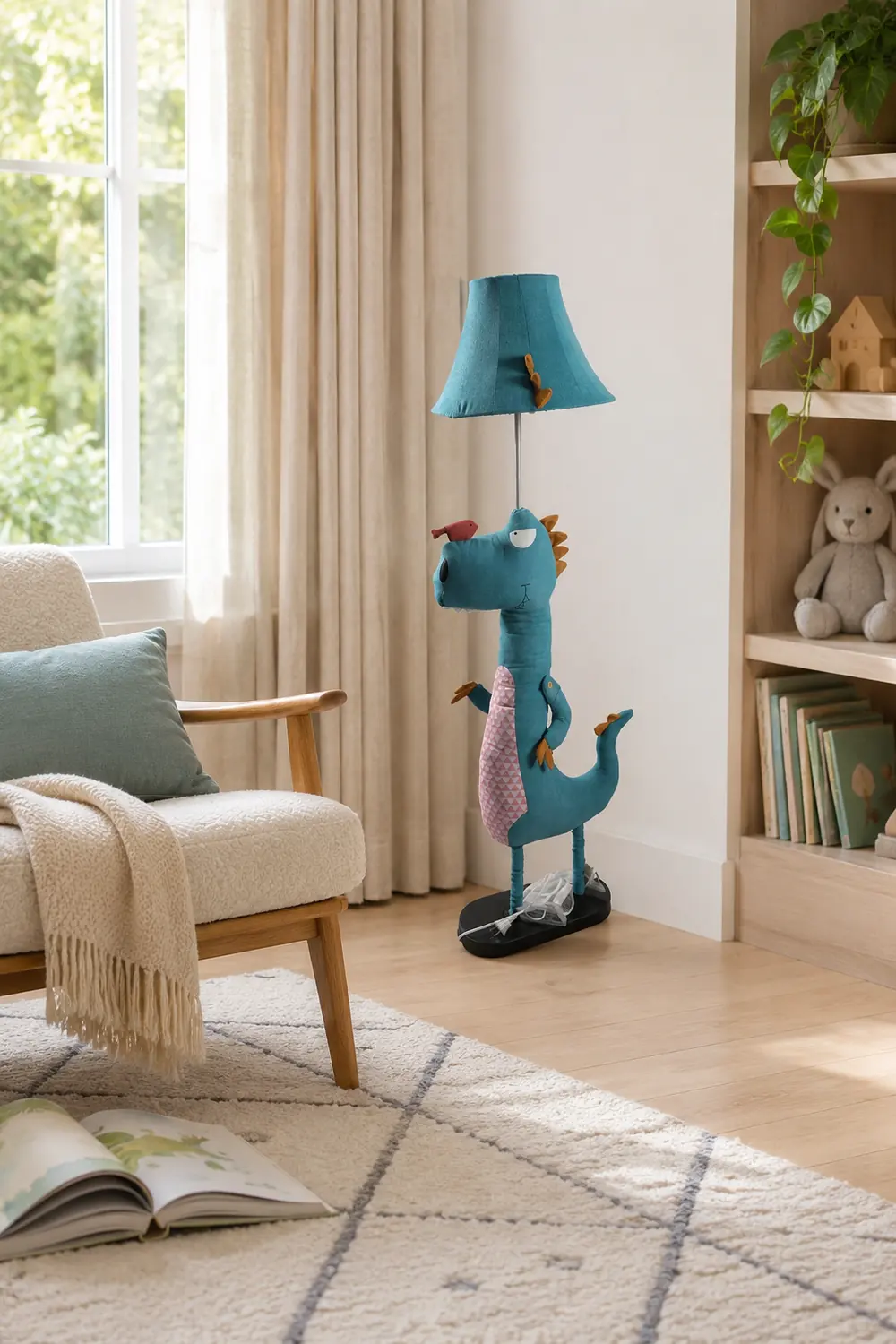Minori Modern Dinosaur Metal/Fabric Floor Lamp - Lumpaz