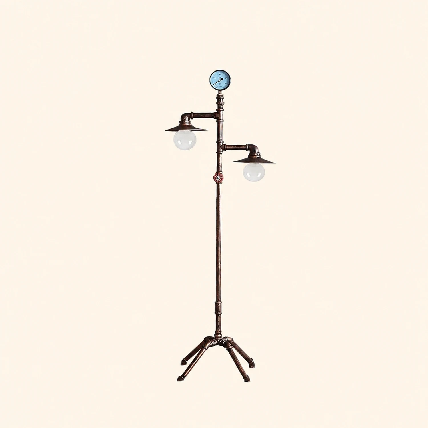 Alessio Retro Multi Head Antique Piped Metal Floor Lamp, Bronze - Lumpaz