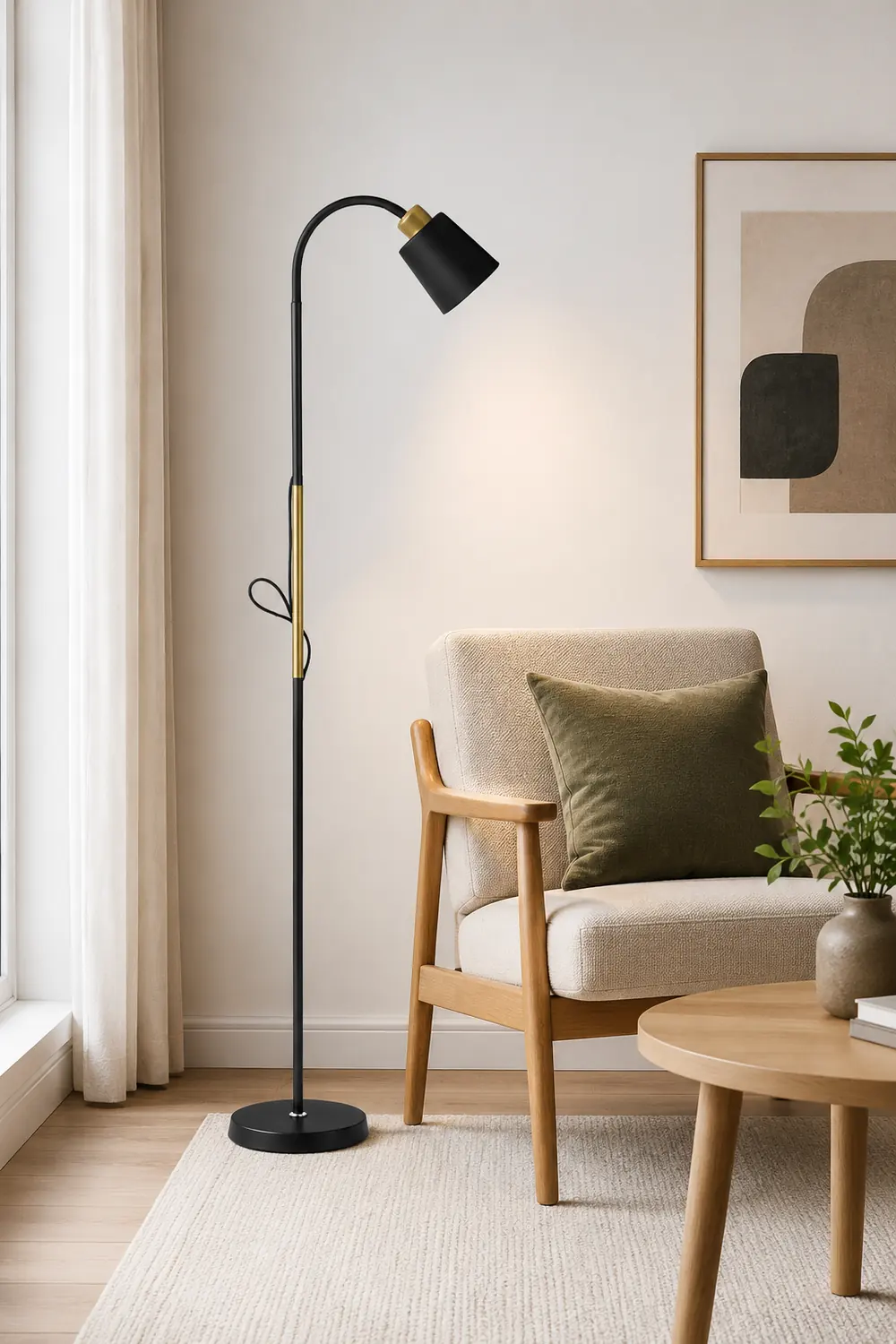 Morandi Modern Simple Floor Lamp, Metal, Black/White - Lumpaz