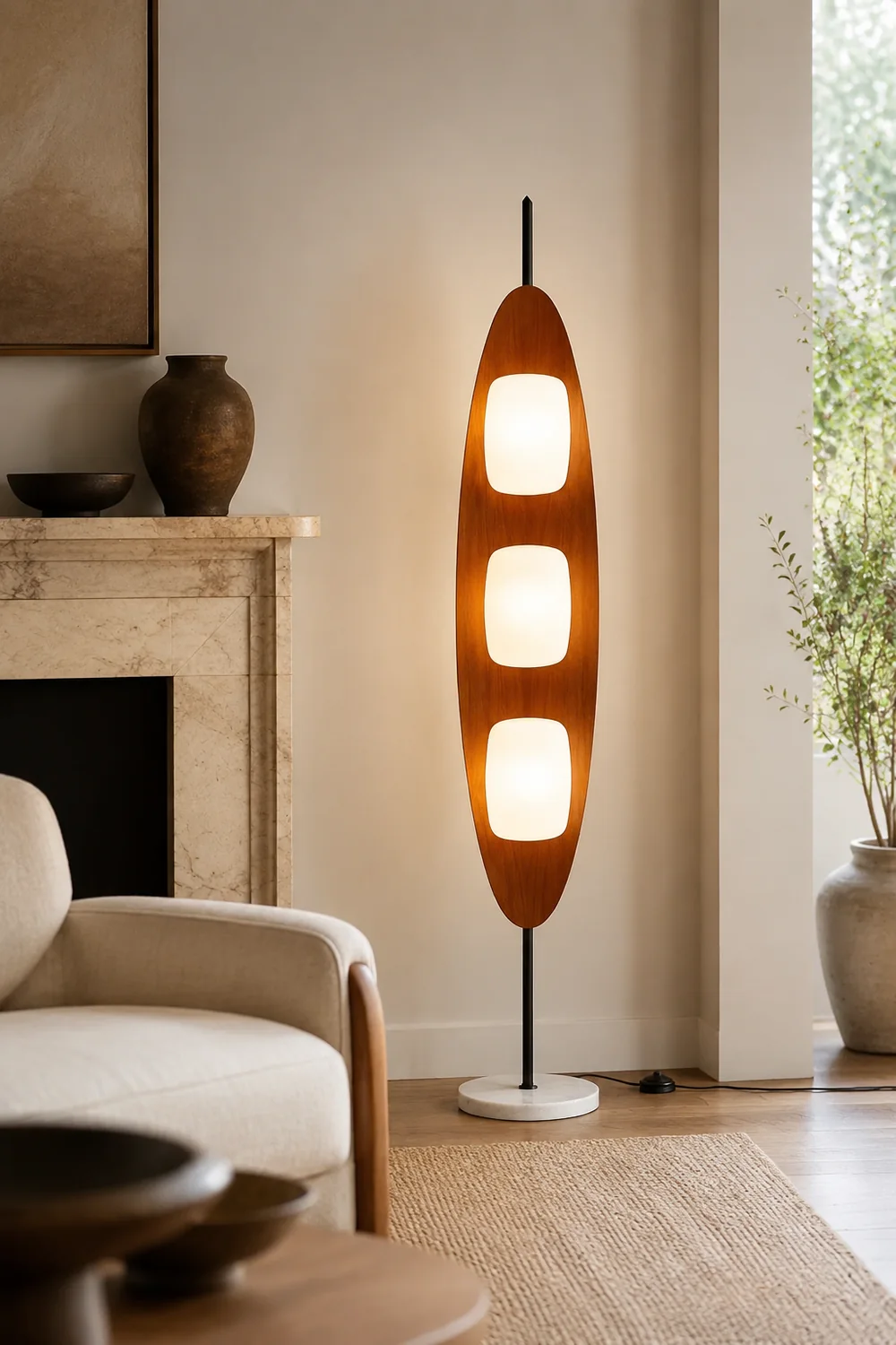 Salgado Leaf Shape Floor Lamp, Metal&Aryclic,Brown - Lumpaz