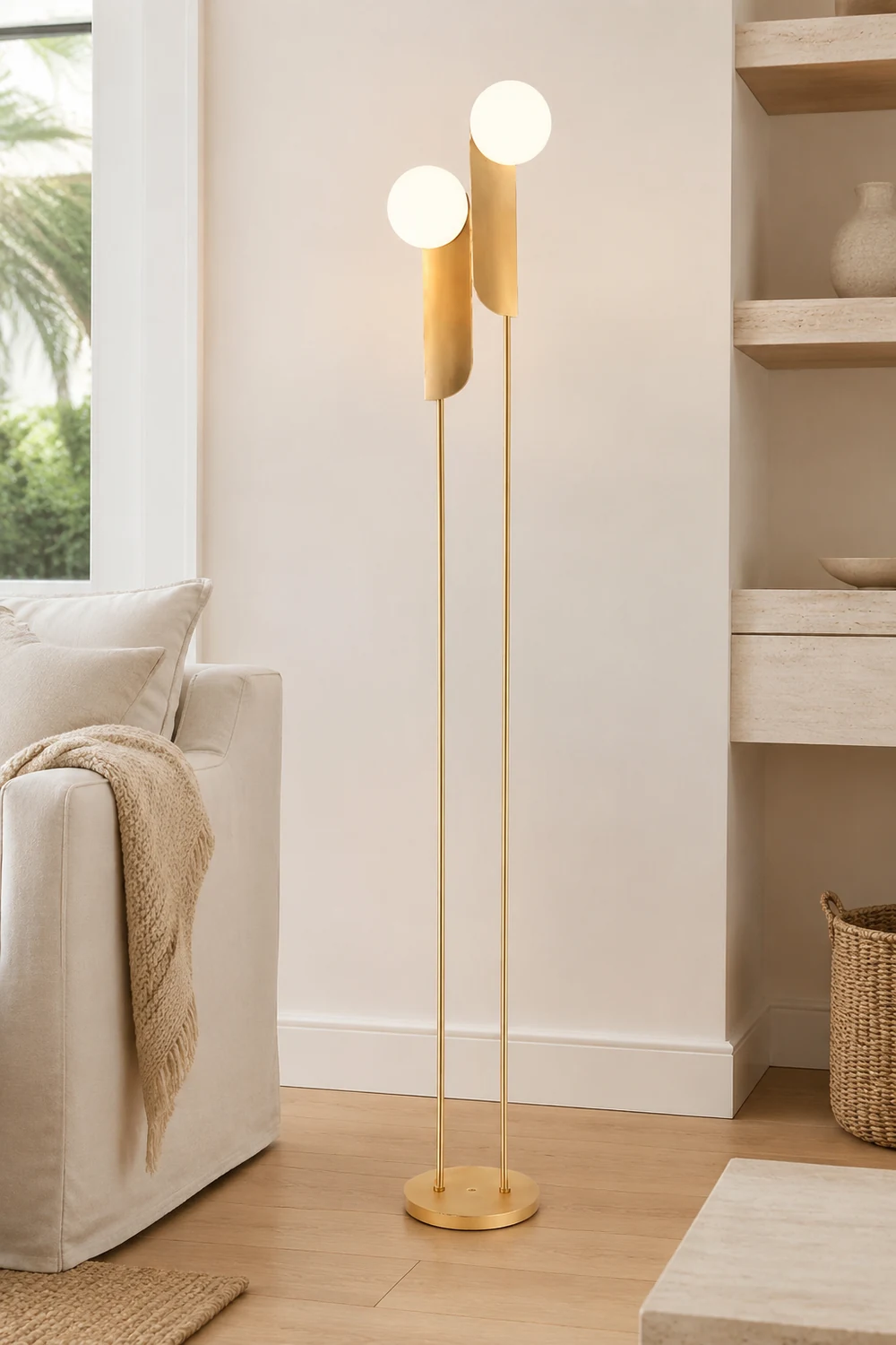 Salgado Minimalist Gold Floor Lamp, Metal, Living room - Lumpaz