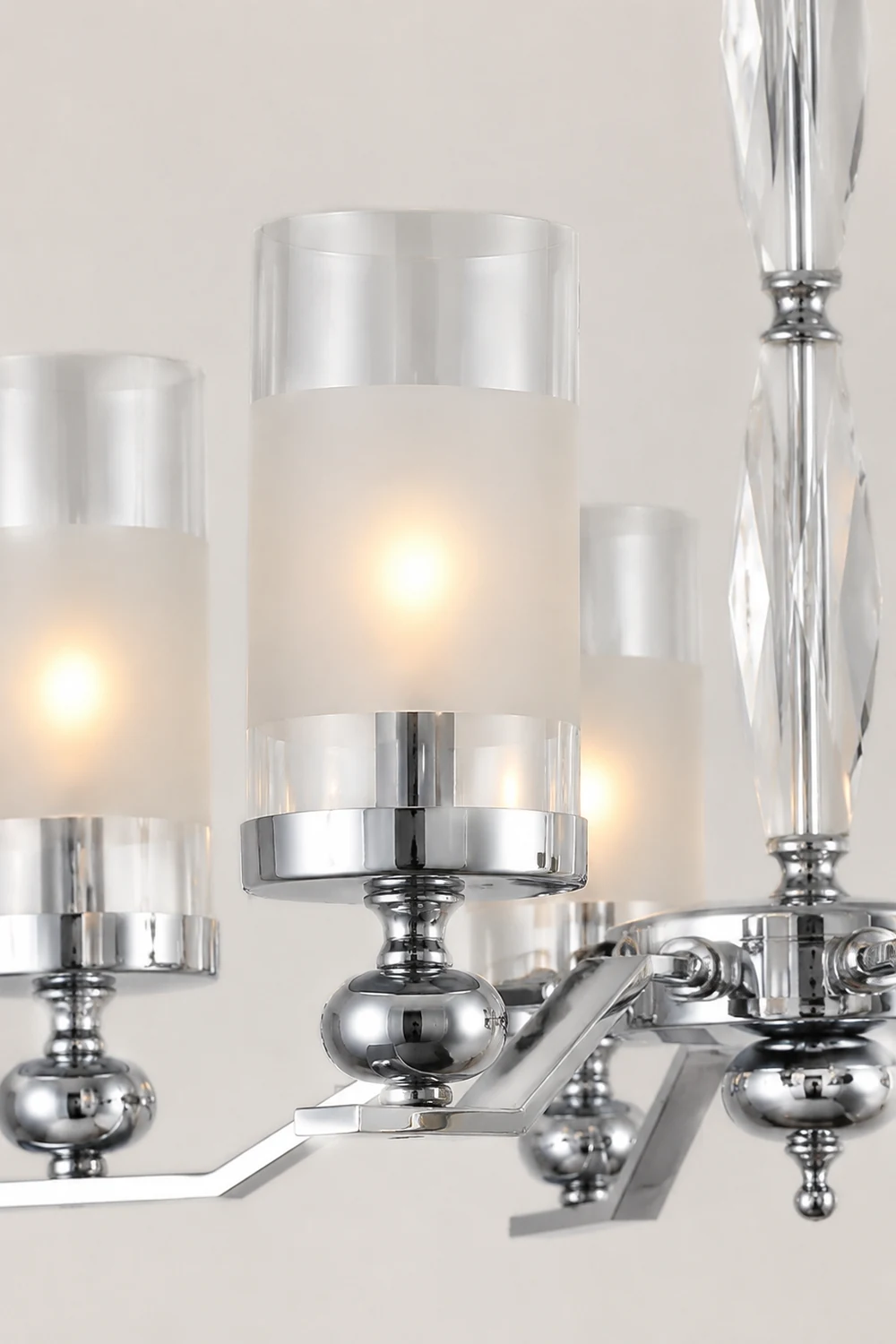 Alessio Retro Silver Metal/Glass Chandelier/Wall Lamp, Living Room - Lumpaz