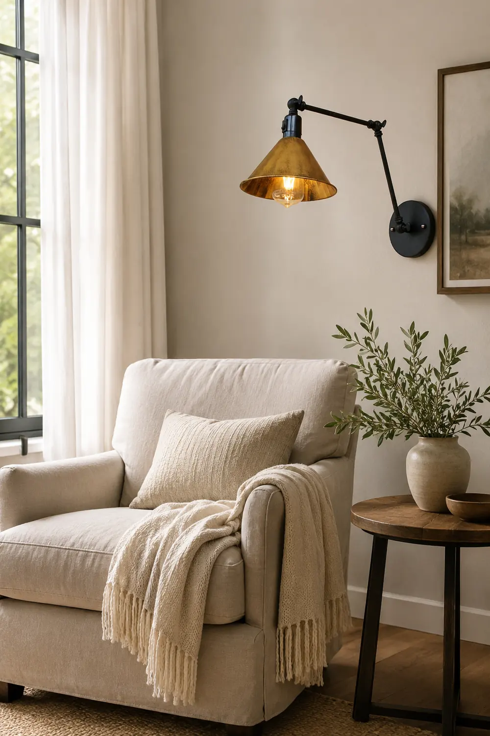 Brady Vintage Gold Adjustable Wall Lamp, Metal, Living Room - Lumpaz