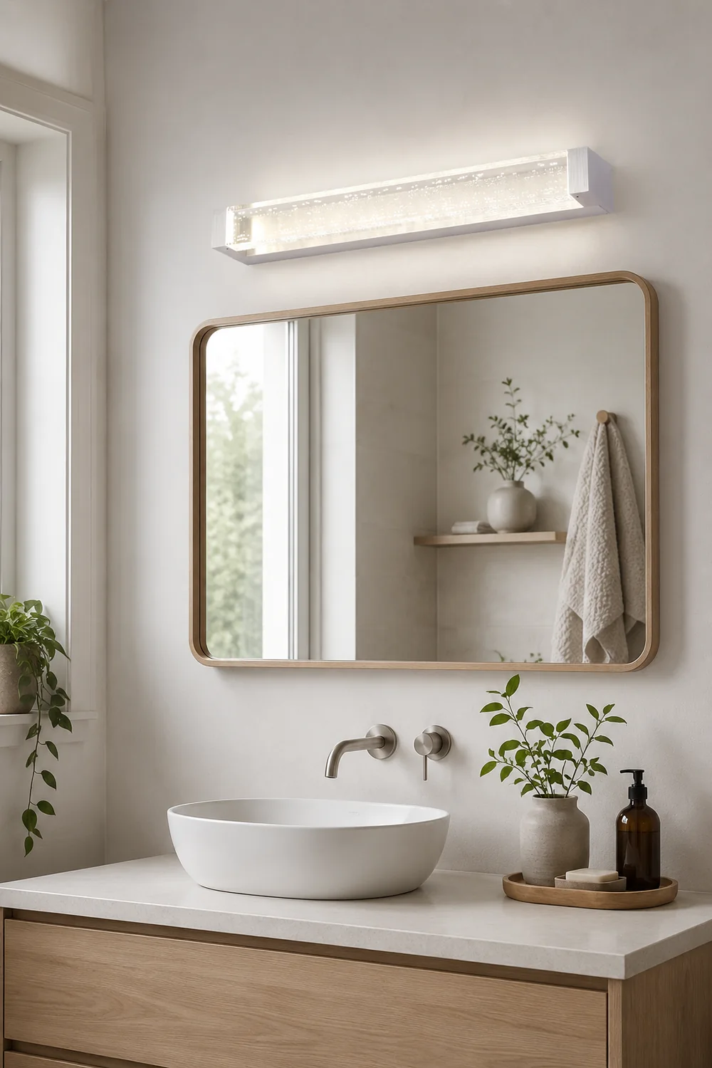 Leigh Transparent Rectangular Mirror Front Vanity LED Wall Lamp, Bathroom - Lumpaz