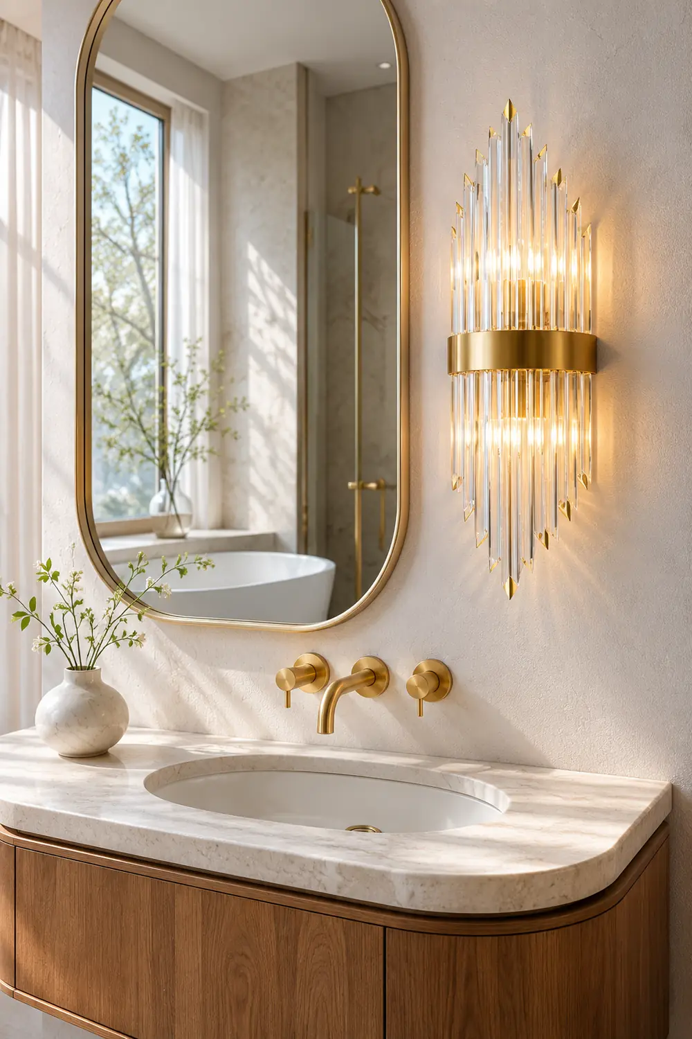 Kristy Luxury Gold Crystal Bedroom Bedside Wall Lamp - Lumpaz