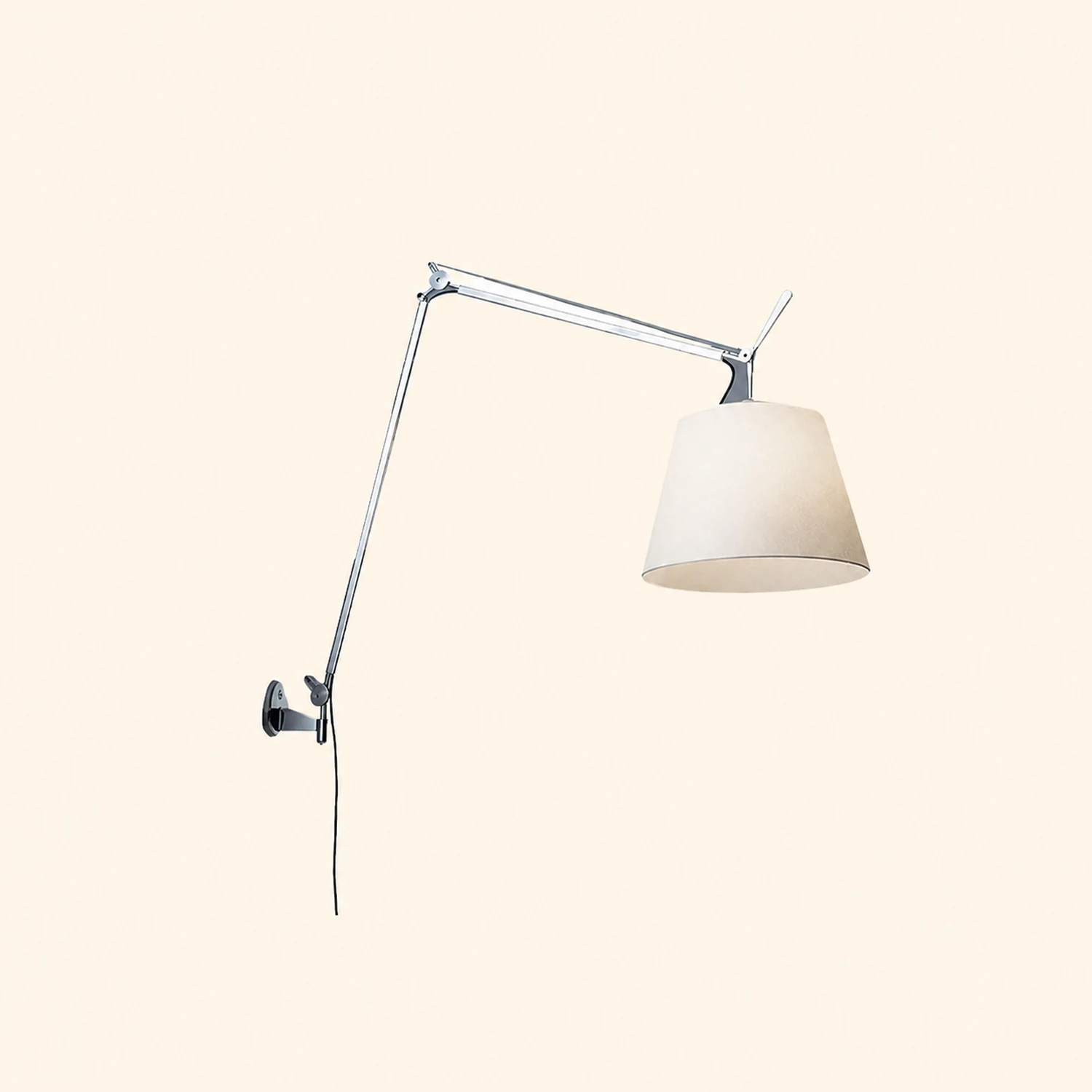Brady Wall Lamp Dome Modern, Metal/Fabric Adjustable, Silver, Living Room - Lumpaz
