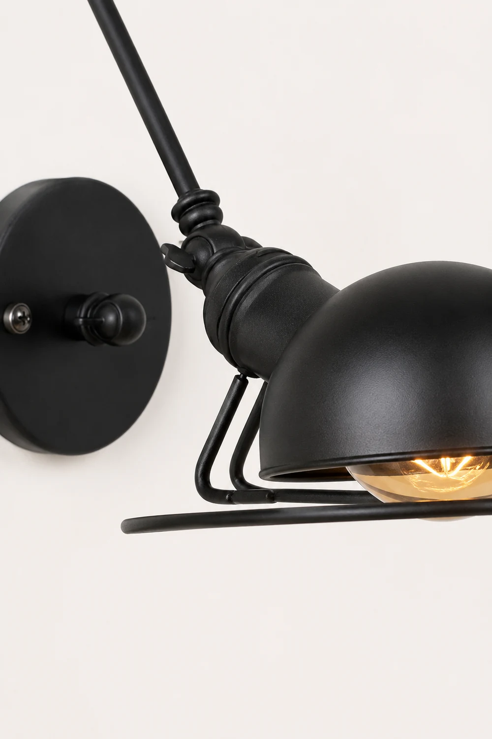 Brady Wall Lamp Dome Minimalist, Metal, Adjustable Black, Bedroom - Lumpaz