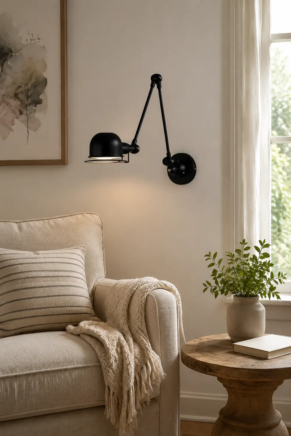 Brady Wall Lamp Dome Modern, Metal Arm Adjustable, Black/White, Bedroom - Lumpaz