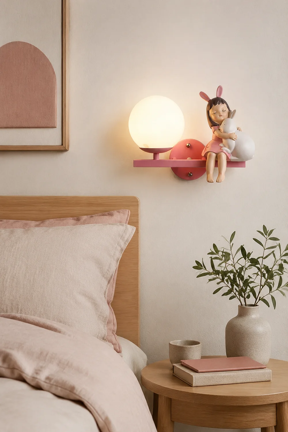 Minori Modern Metal/Glass Wall lamp, White & Pink - Lumpaz
