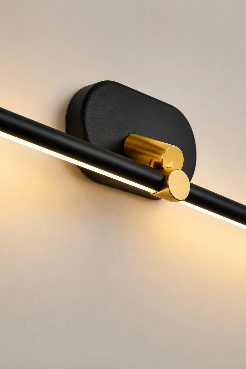 Leigh Minimalist Linear Metal/Acrylic Wall Lamp, White/Black/Gold - Lumpaz