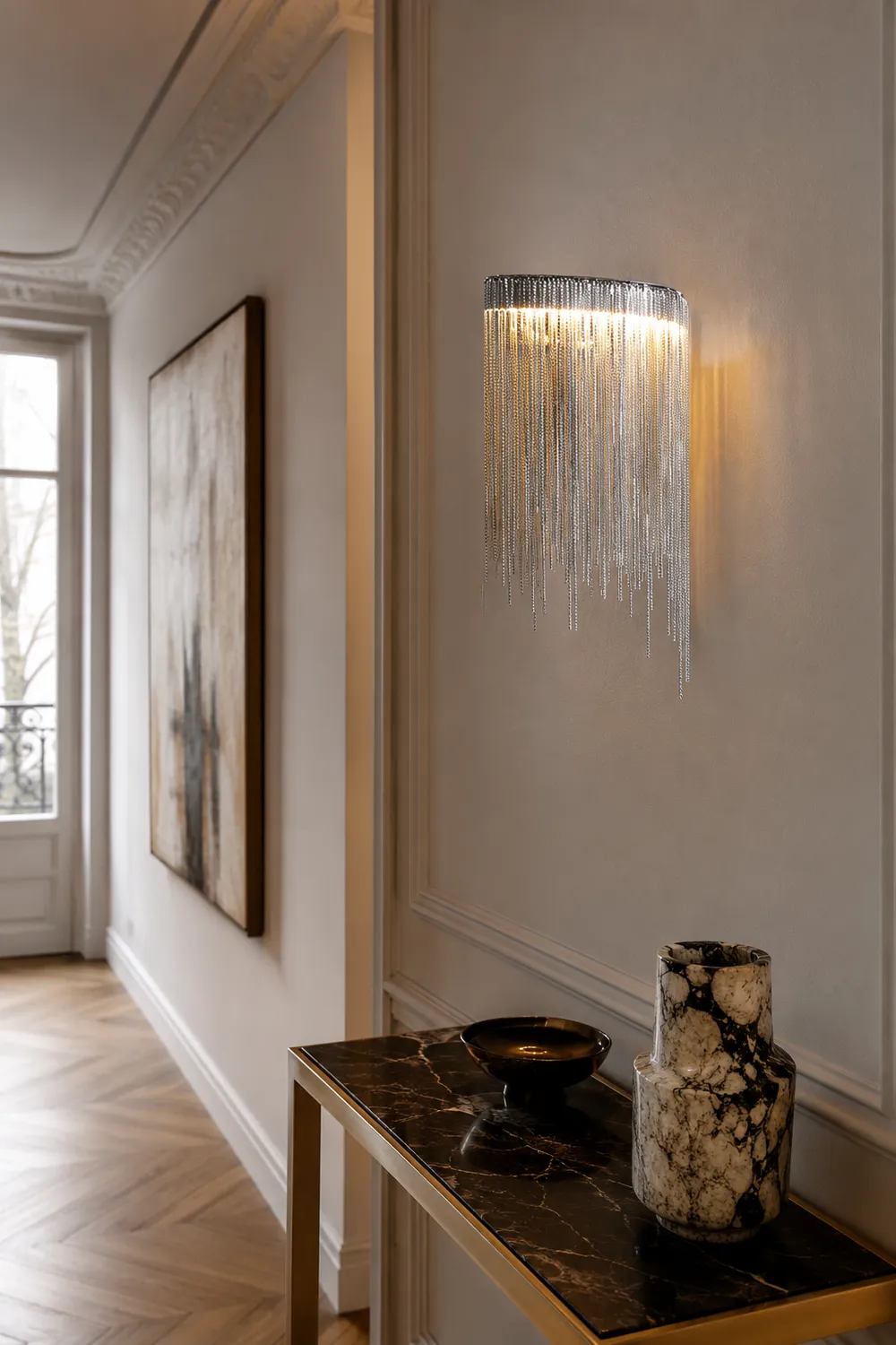 Colon Wall Lamp Decorative/Modern, Tassel Chain, Silver, Living Room - Lumpaz
