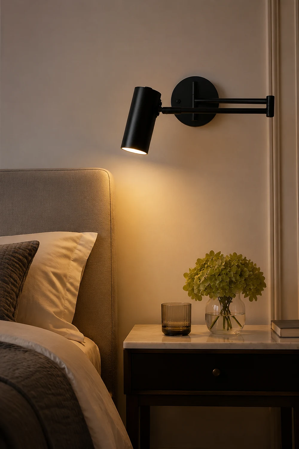 Brady Wall Lamp Cylindrical Adjustable Lamp Pole Metal Black, Living Room - Lumpaz