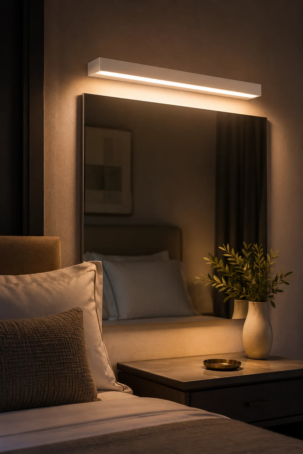 Edge Wall Lamp Linear Minimalist Mirror Front, White, Bathroom - Lumpaz