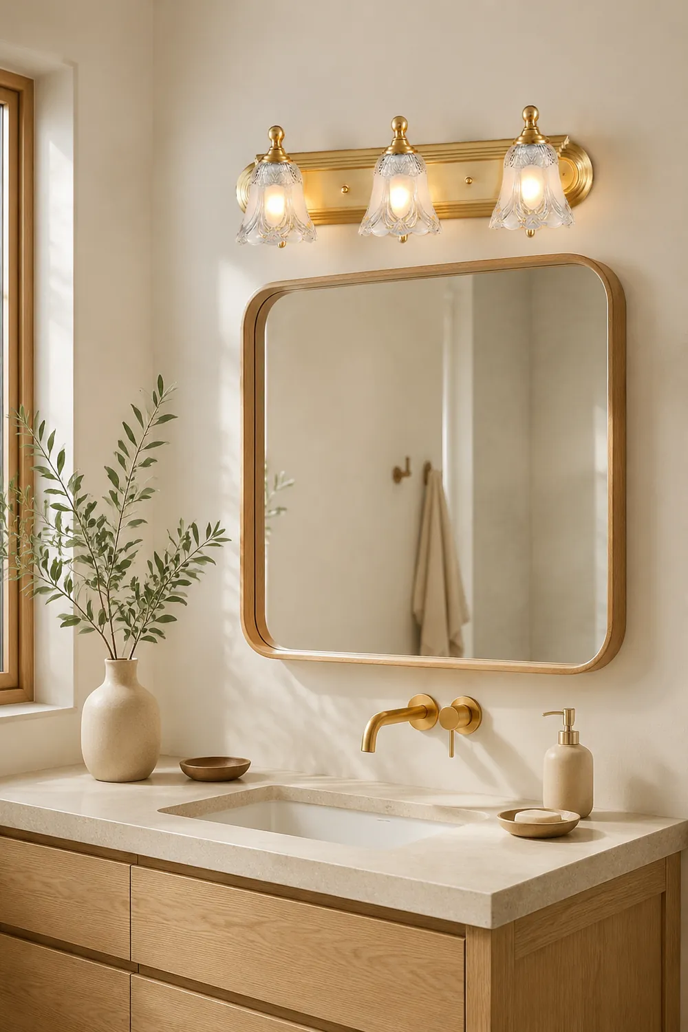 Félicie Modern Flower Metal Vanity Wall Lamp, Gold - Lumpaz