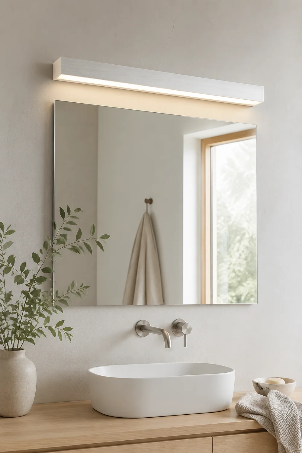 Edge Wall Lamp Linear Minimalist Mirror Front, White, Bathroom - Lumpaz