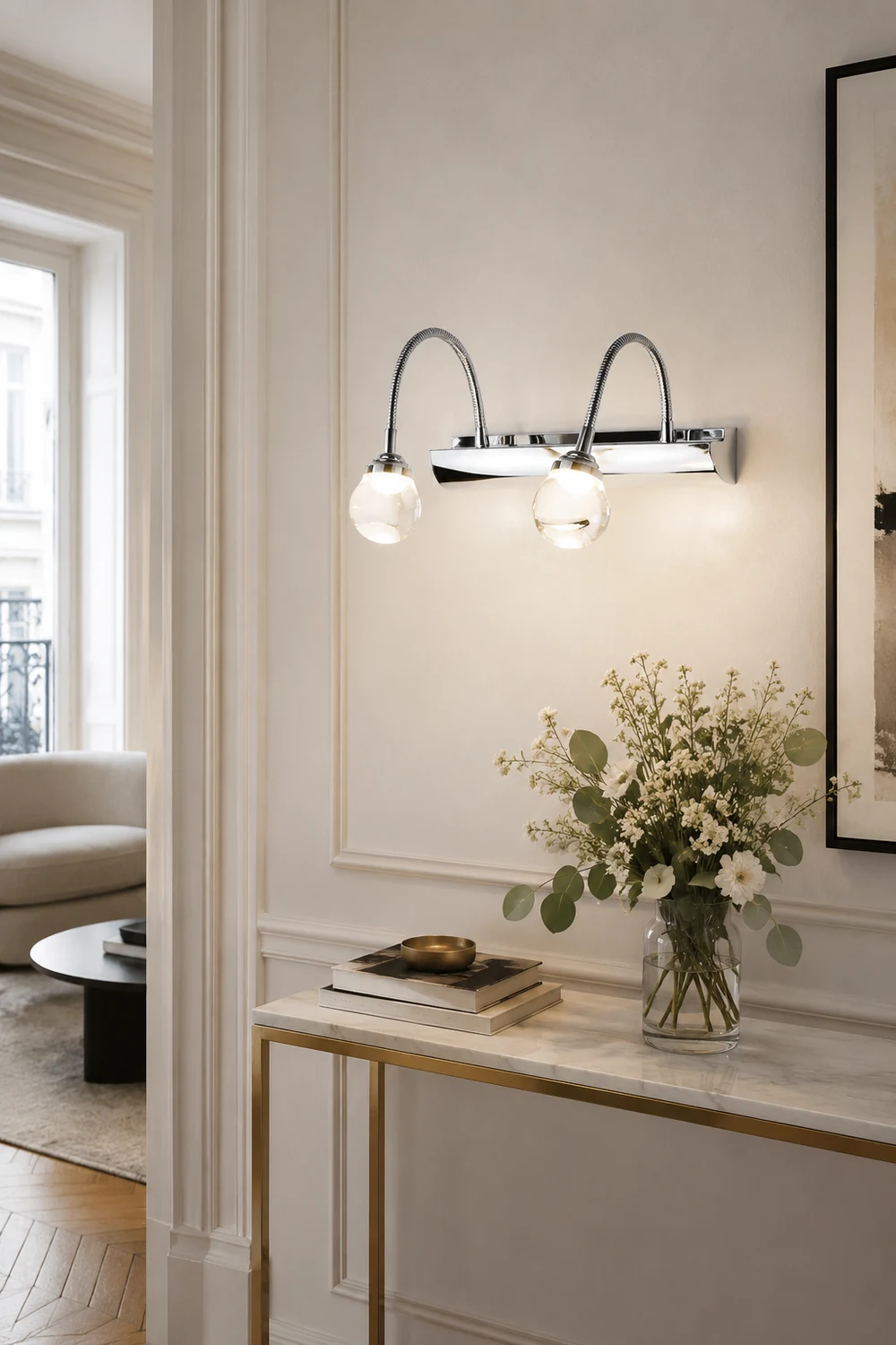 Leigh Modern Curve Around Steel/Acrylic Wall Lamp, White - Lumpaz