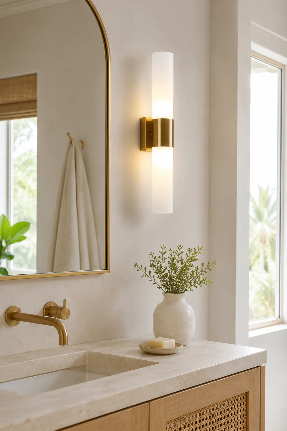 Leigh Modern Double Headed Metal Glass Vanity Wall Lamp,  Black/Gold - Lumpaz