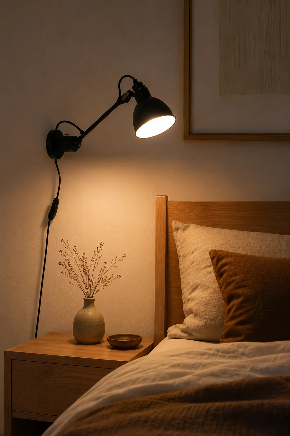 Brady Minimalist Adjustable Wall Lamp, Metal, Black, Living Room - Lumpaz