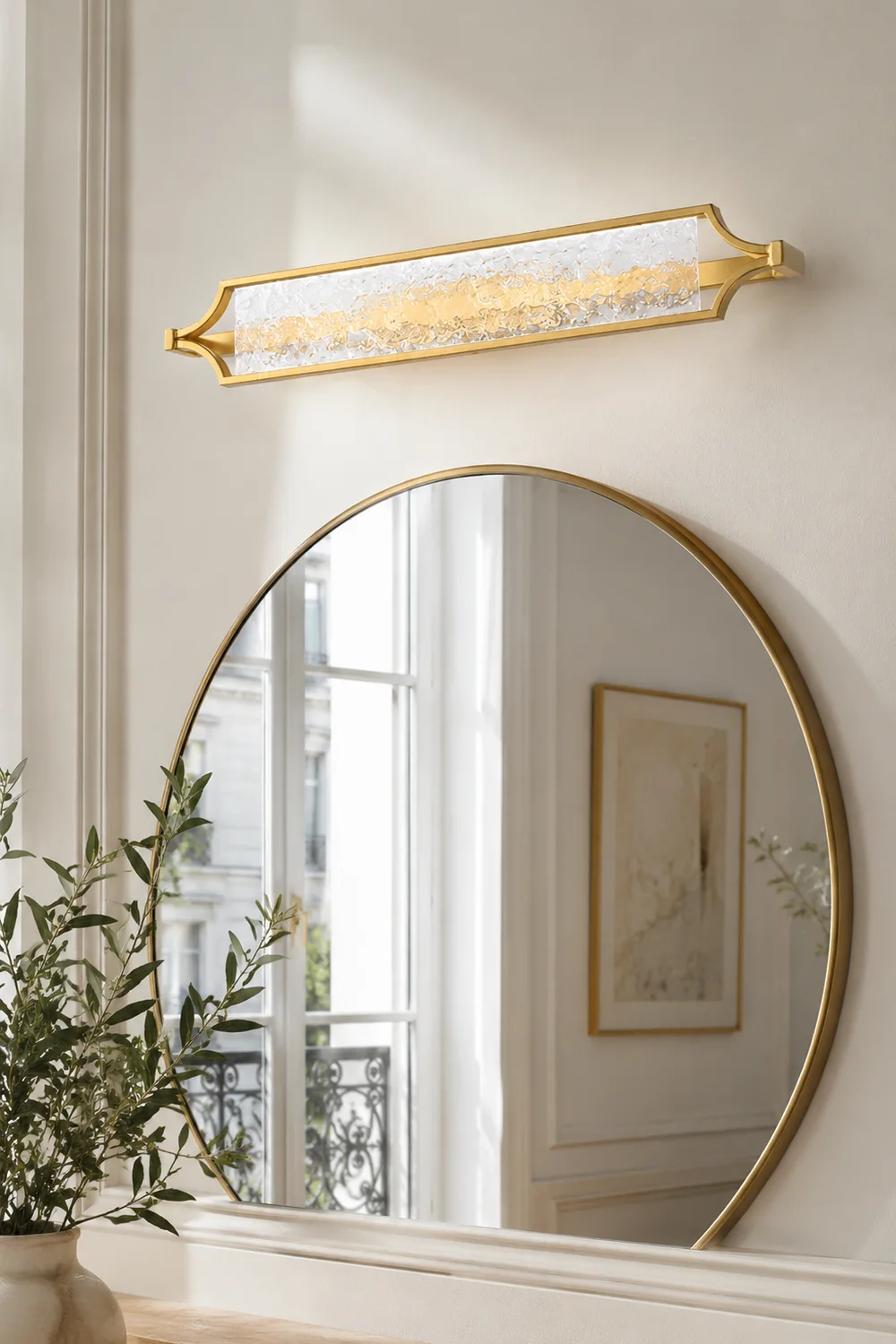 Leigh Wall Lamp Modern LED Mirror Front Vanity, White/Gold, Dining Room - Lumpaz